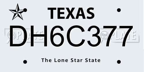 DH6C377 Texas License Plate