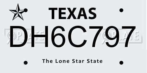 DH6C797 Texas License Plate