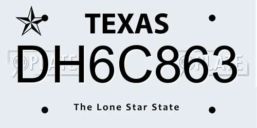 DH6C863 Texas License Plate