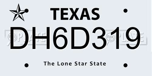 DH6D319 Texas License Plate