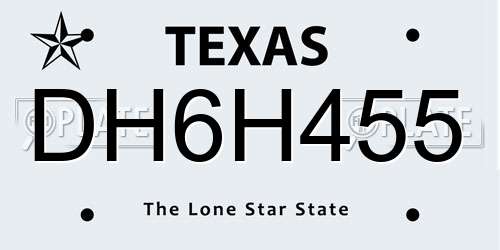 DH6H455 Texas License Plate