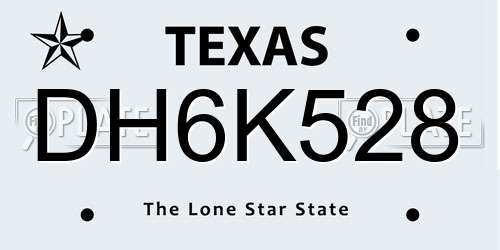 DH6K528 Texas License Plate