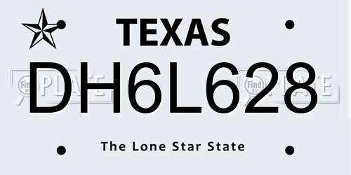 DH6L628 Texas License Plate