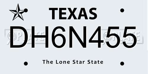 DH6N455 Texas License Plate