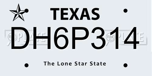 DH6P314 Texas License Plate
