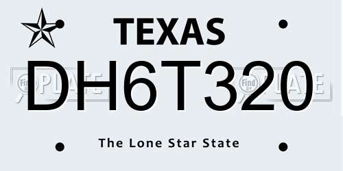 DH6T320 Texas License Plate