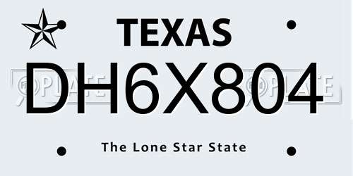 DH6X804 Texas License Plate