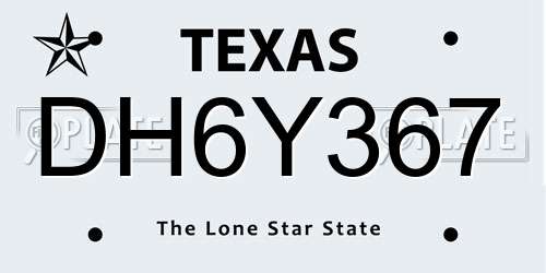 DH6Y367 Texas License Plate