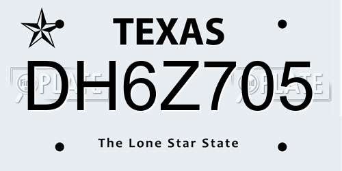 DH6Z705 Texas License Plate