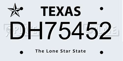 DH75452 Texas License Plate
