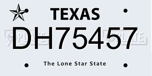 DH75457 Texas License Plate