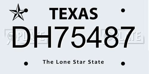 DH75487 Texas License Plate