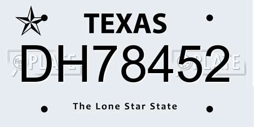 DH78452 Texas License Plate