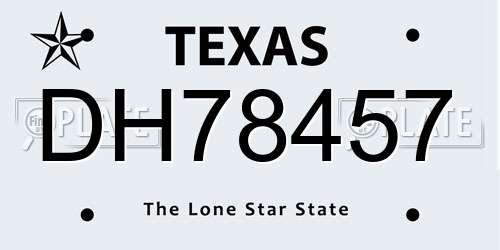 DH78457 Texas License Plate