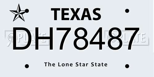 DH78487 Texas License Plate