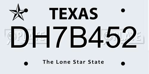 DH7B452 Texas License Plate