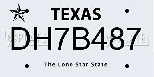DH7B487 Texas License Plate