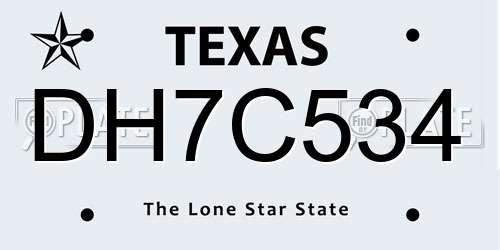 DH7C534 Texas License Plate