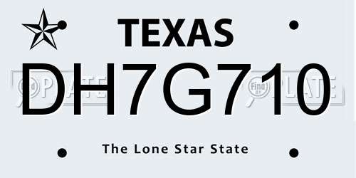 DH7G710 Texas License Plate