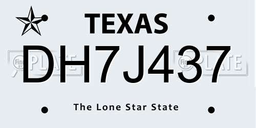 DH7J437 Texas License Plate