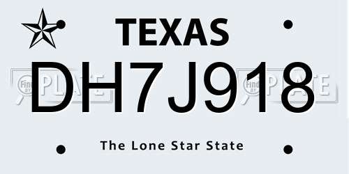 DH7J918 Texas License Plate