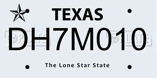 DH7M010 Texas License Plate