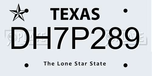 DH7P289 Texas License Plate