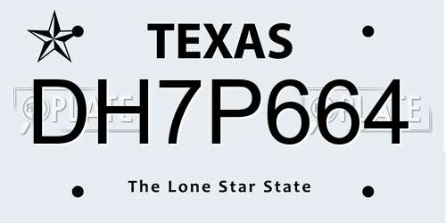 DH7P664 Texas License Plate