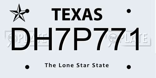 DH7P771 Texas License Plate