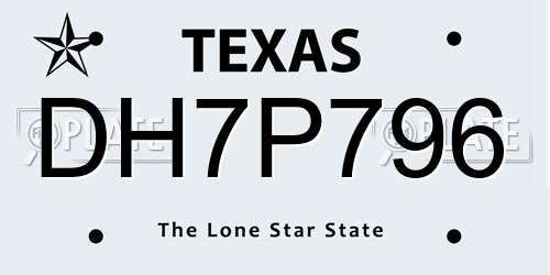 DH7P796 Texas License Plate