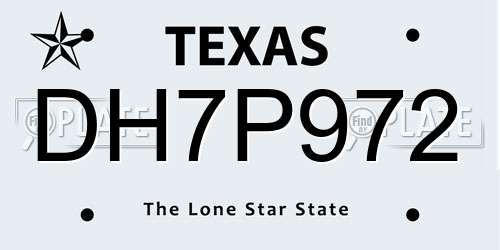 DH7P972 Texas License Plate