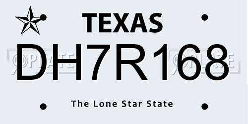 DH7R168 Texas License Plate
