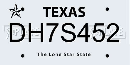 DH7S452 Texas License Plate