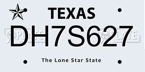 DH7S627 Texas License Plate