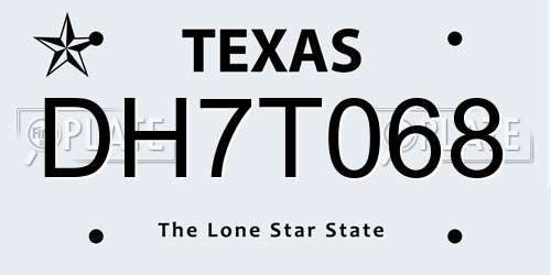DH7T068 Texas License Plate