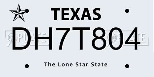 DH7T804 Texas License Plate