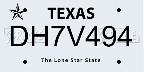 DH7V494 Texas License Plate