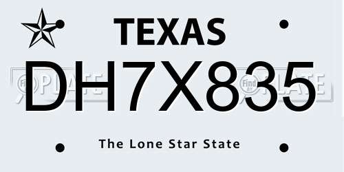 DH7X835 Texas License Plate