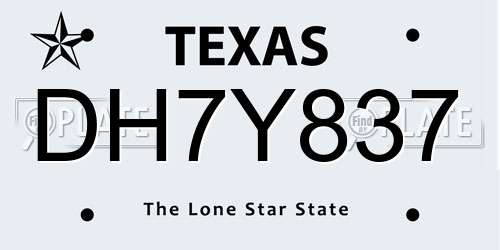 DH7Y837 Texas License Plate