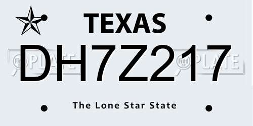 DH7Z217 Texas License Plate