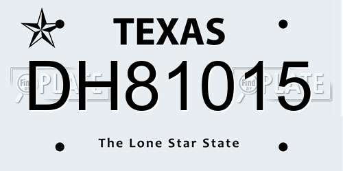 DH81015 Texas License Plate