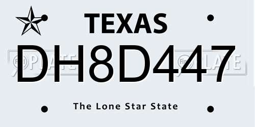 DH8D447 Texas License Plate