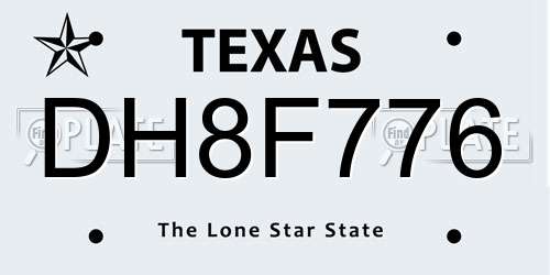 DH8F776 Texas License Plate