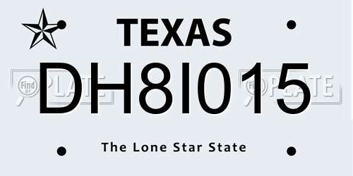 DH8I015 Texas License Plate