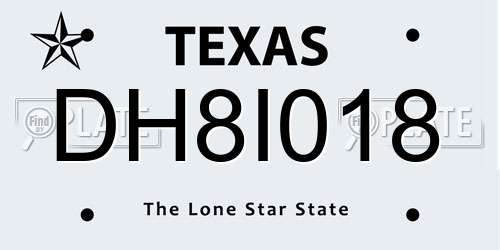 DH8I018 Texas License Plate