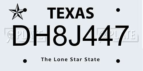 DH8J447 Texas License Plate