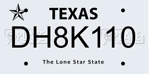 DH8K110 Texas License Plate