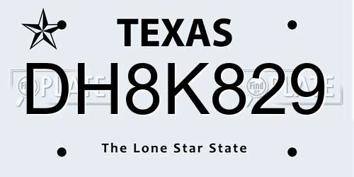 DH8K829 Texas License Plate