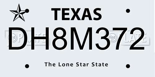 DH8M372 Texas License Plate