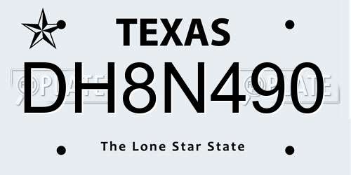 DH8N490 Texas License Plate